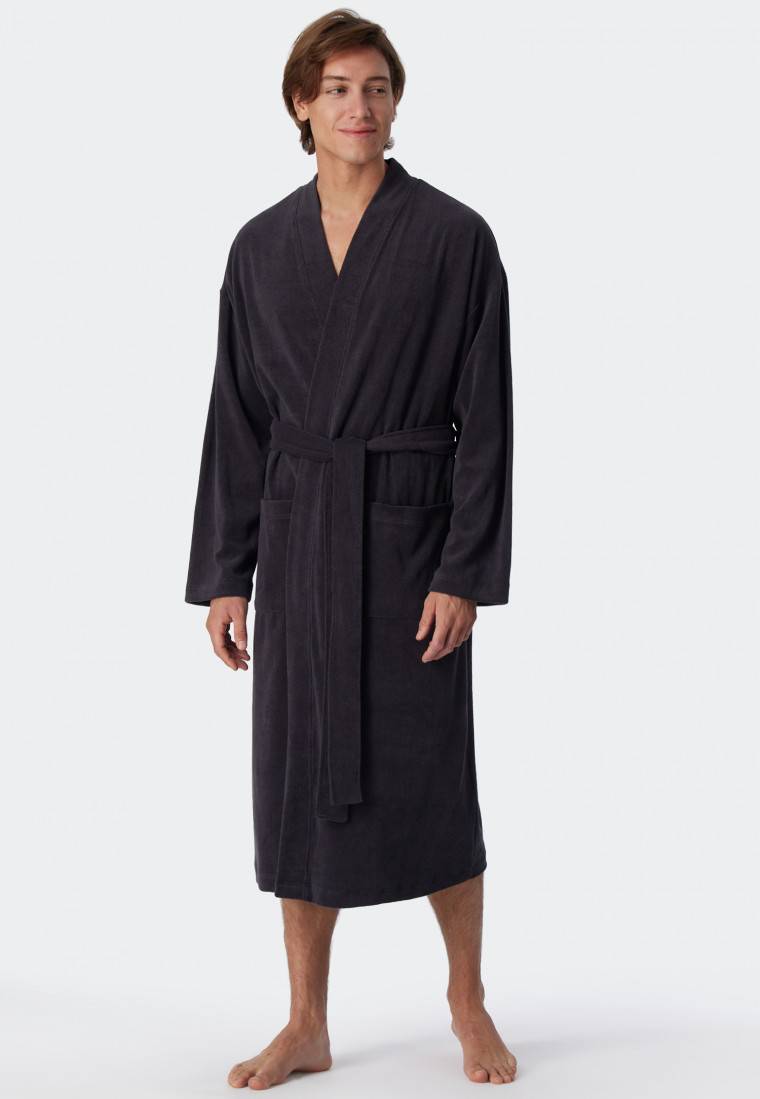 Schiesser Bademantel Leichtfrottee anthrazit - Feather Terry Angebote
