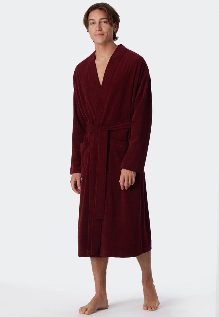 Schiesser Bademantel Leichtfrottee bordeaux - Feather Terry im Angebot