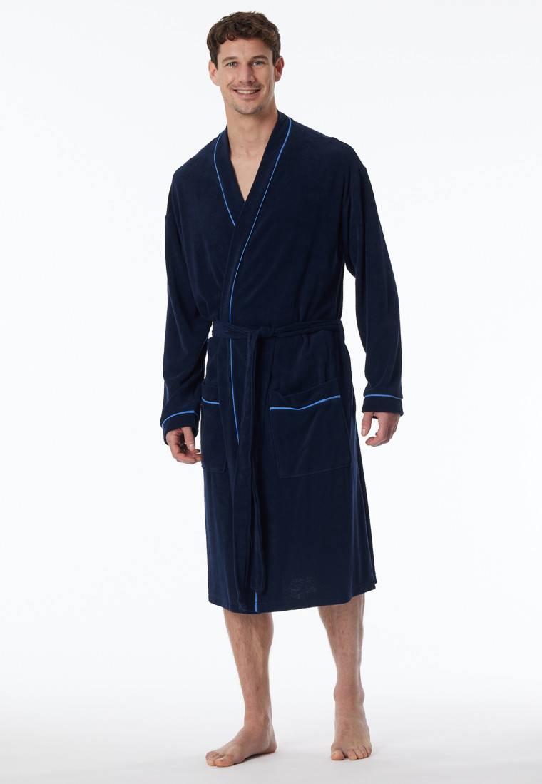 Schiesser Bademantel Frottee navy - Roger Moore Schlussverkauf