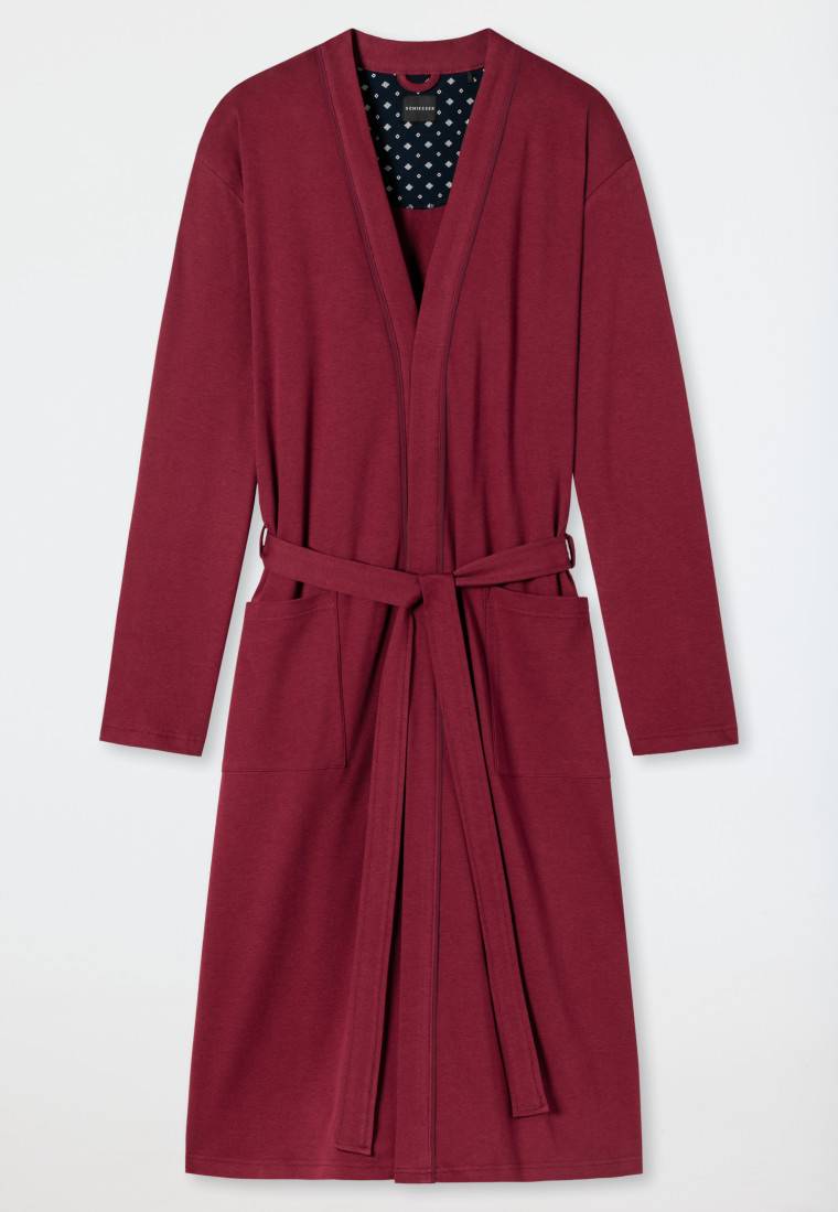 Schiesser Bademantel Fine Interlock bordeaux - Essentials Fabrik Onlineshop