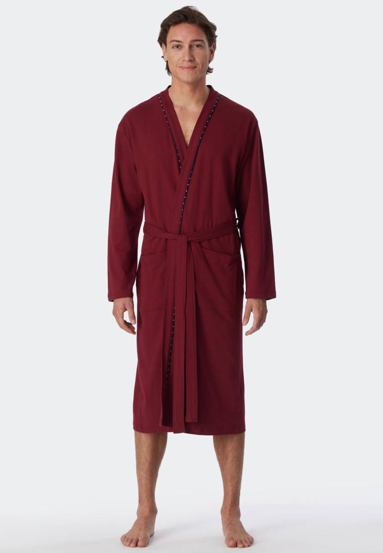 Schiesser Bademantel Fine Interlock bordeaux - Essentials Fabrik Onlineshop