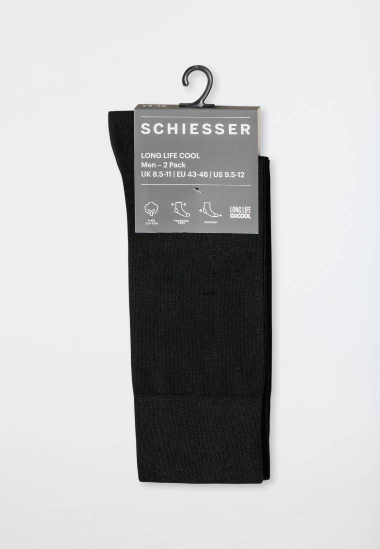 Schiesser Herrensocken 2er-Pack schwarz - Long Life Cool Sonderangebot