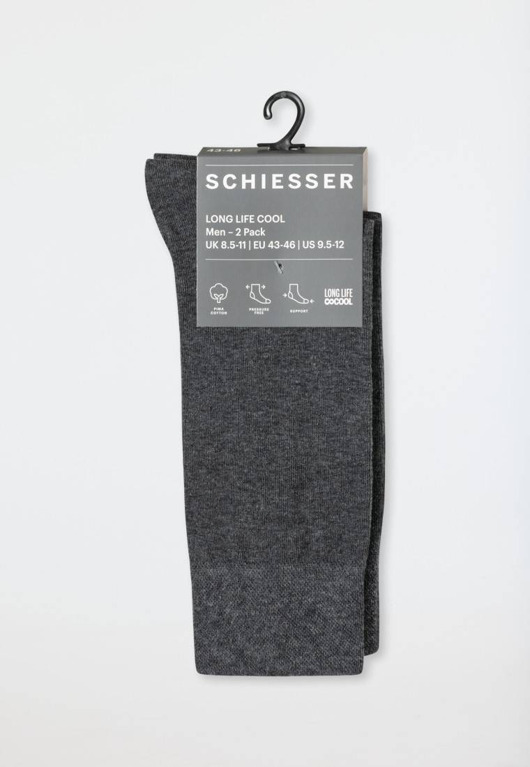 Schiesser Herrensocken 2er-Pack anthrazit melange - Long Life Cool Rabatt