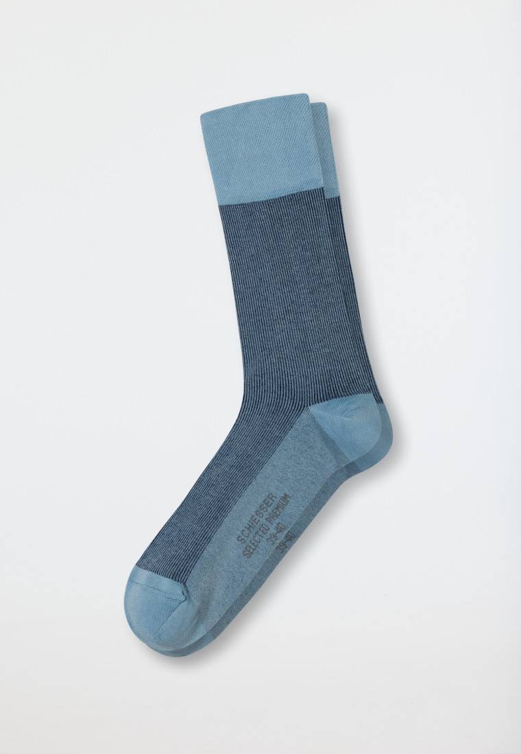 Schiesser Herrensocken merzerisierte Baumwolle gerippt jeansblau - selected! premium Versandkostenfrei