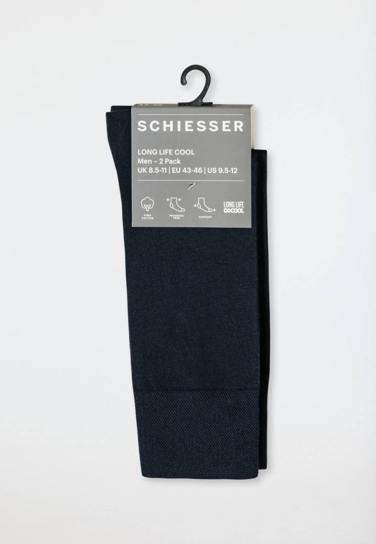 Schiesser Herrensocken 2er-Pack nachtblau - Long Life Cool Großer Ausverkauf