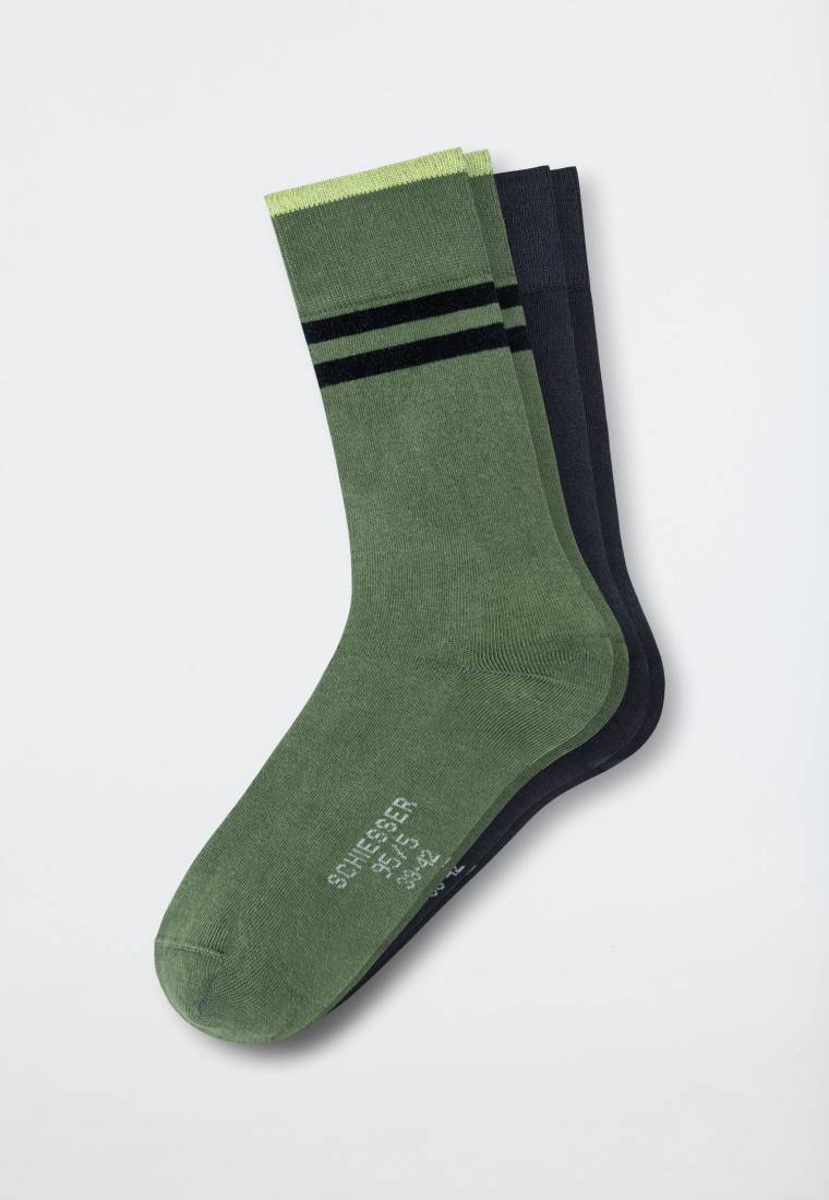 Schiesser Herrensocken 2er-Pack Organic Cotton grün/jeansblau - 95/5 Preisnachlass