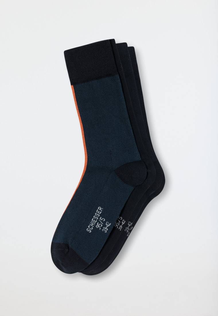 Schiesser Herrensocken 2er-Pack Organic Cotton nachtblau/grünblau - 95/5 Saisonschlussverkauf