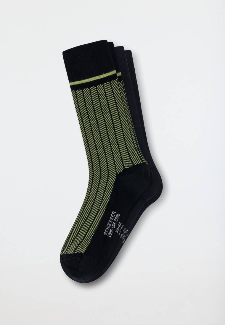 Schiesser Herrensocken 2er-Pack nachtblau/ grün - Long Life Cool Black Friday