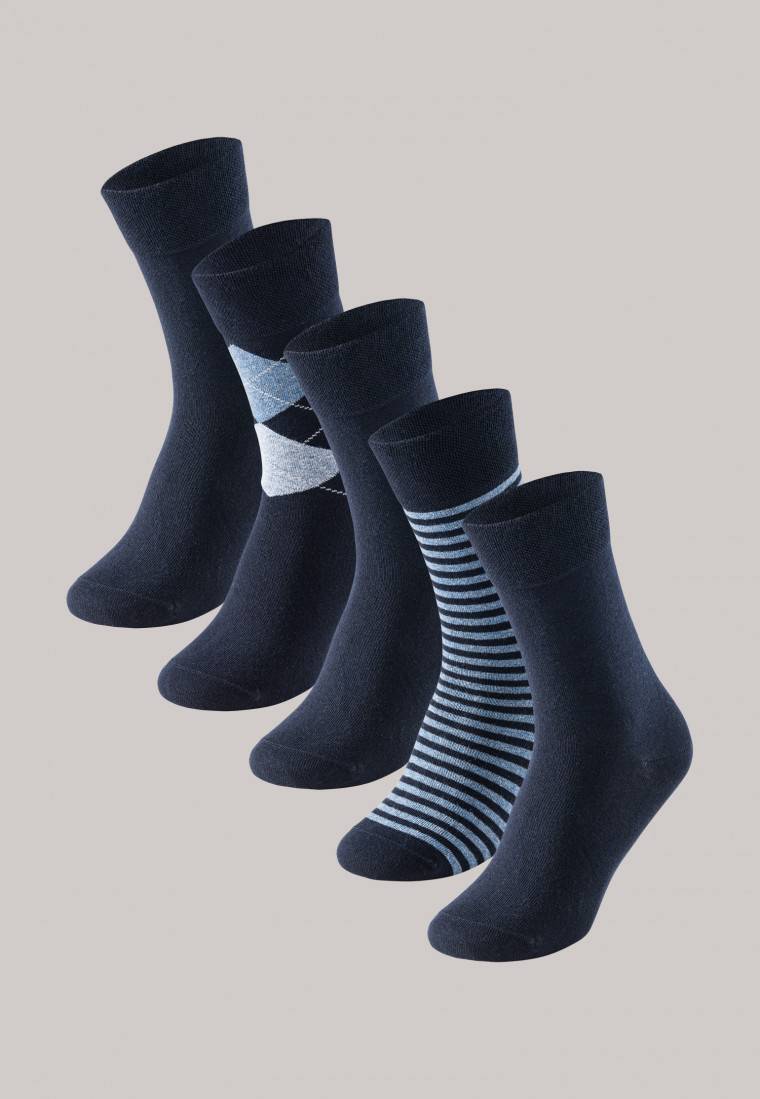 Schiesser Herrensocken 5er-Pack stay fresh gemustert nachtblau - Bluebird Muttertagsangebot