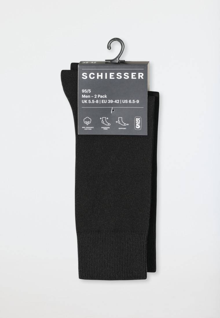 Schiesser Herrensocken 2er-Pack Organic Cotton schwarz - 95/5 Vatertagsangebot