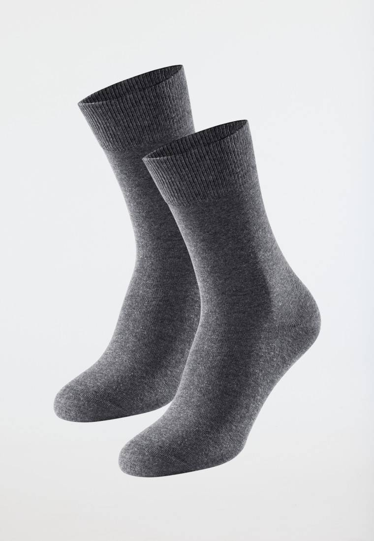Schiesser Herrensocken 2er-Pack Organic Cotton anthrazit-meliert - 95/5 Valentinstagsangebot