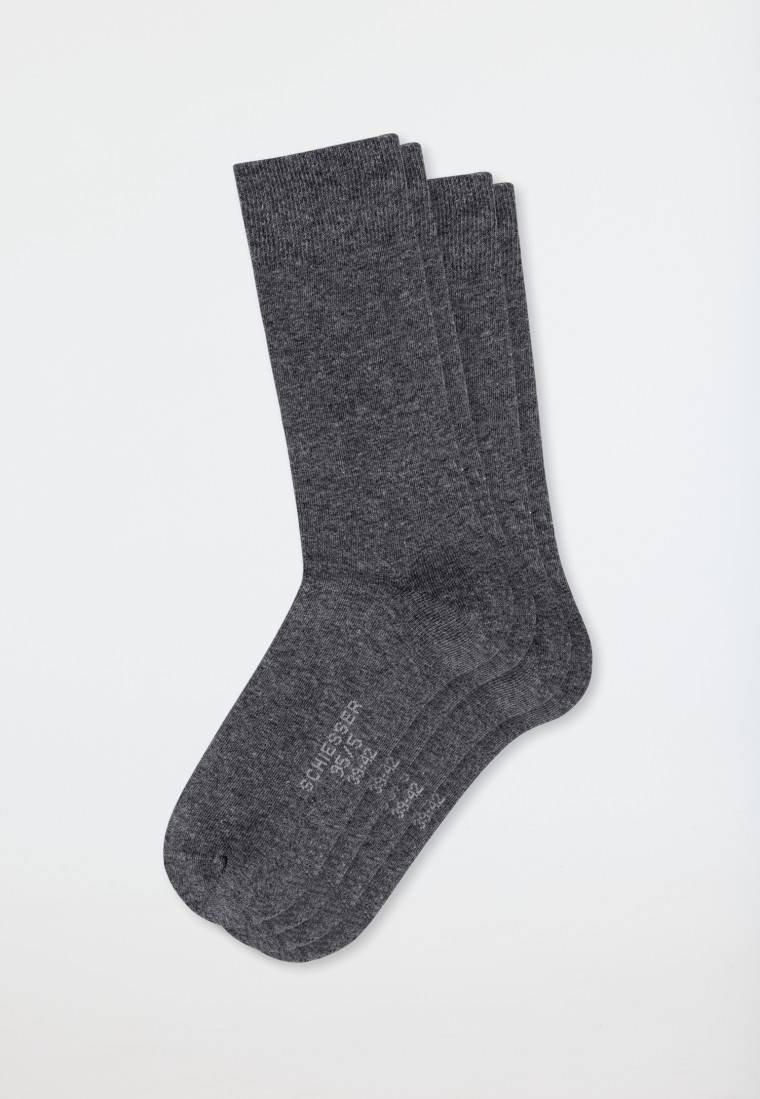 Schiesser Herrensocken 2er-Pack Organic Cotton anthrazit-meliert - 95/5 Valentinstagsangebot