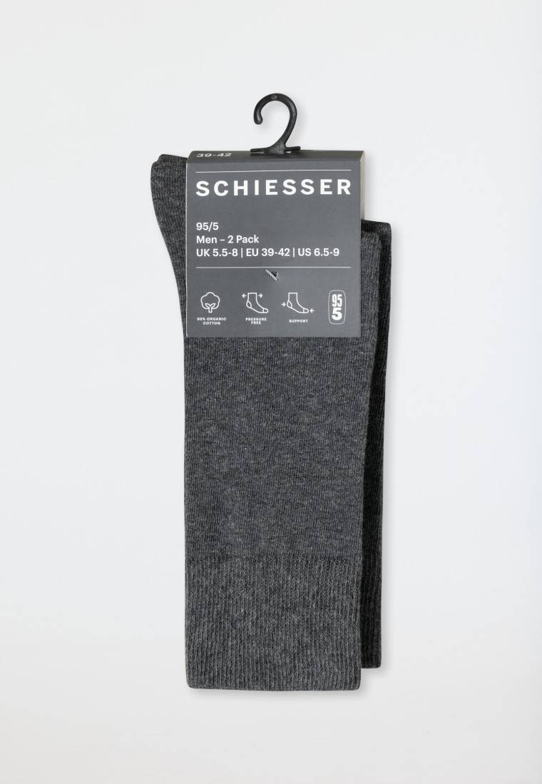 Schiesser Herrensocken 2er-Pack Organic Cotton anthrazit-meliert - 95/5 Valentinstagsangebot