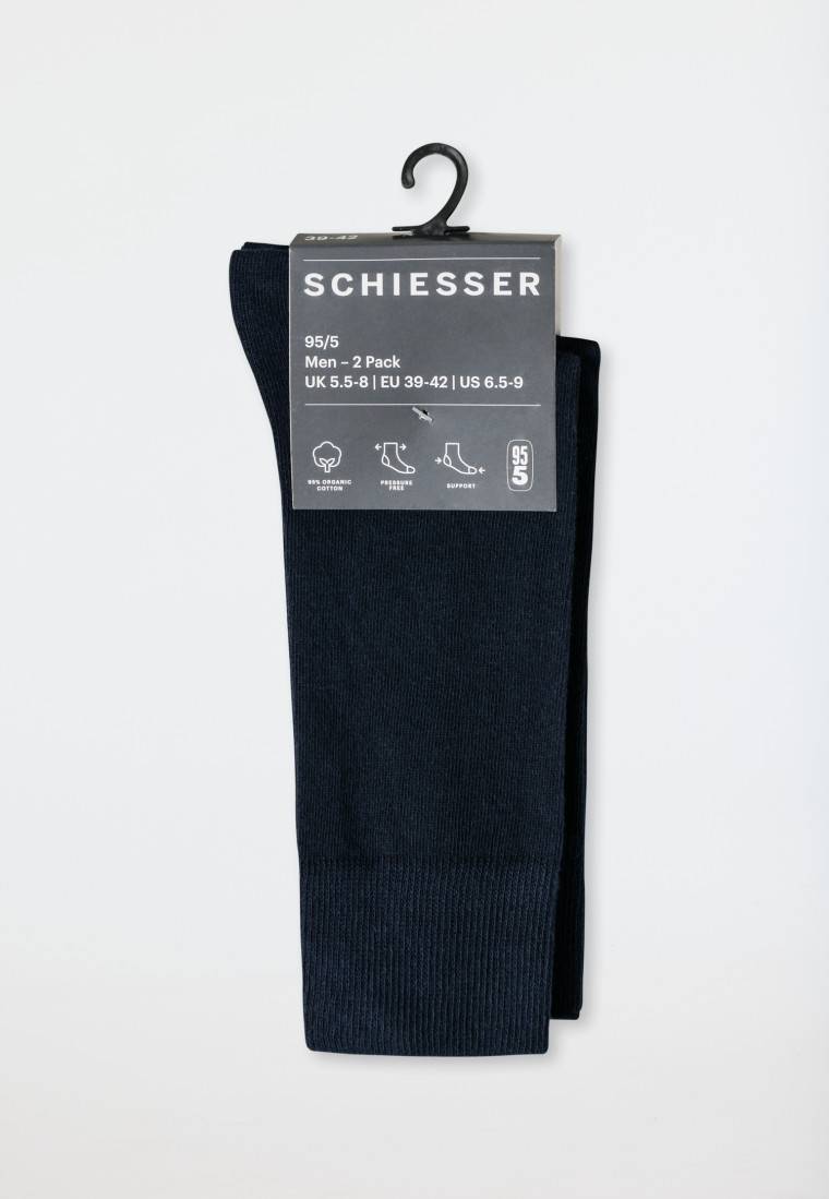 Schiesser Herrensocken 2er-Pack Organic Cotton nachtblau - 95/5 Lagerräumung