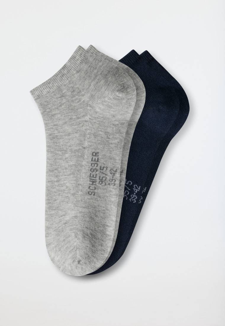 Schiesser Herrensneaker 2er-Pack Organic Cotton grau-meliert/dunkelblau - 95/5 Räumungsverkauf
