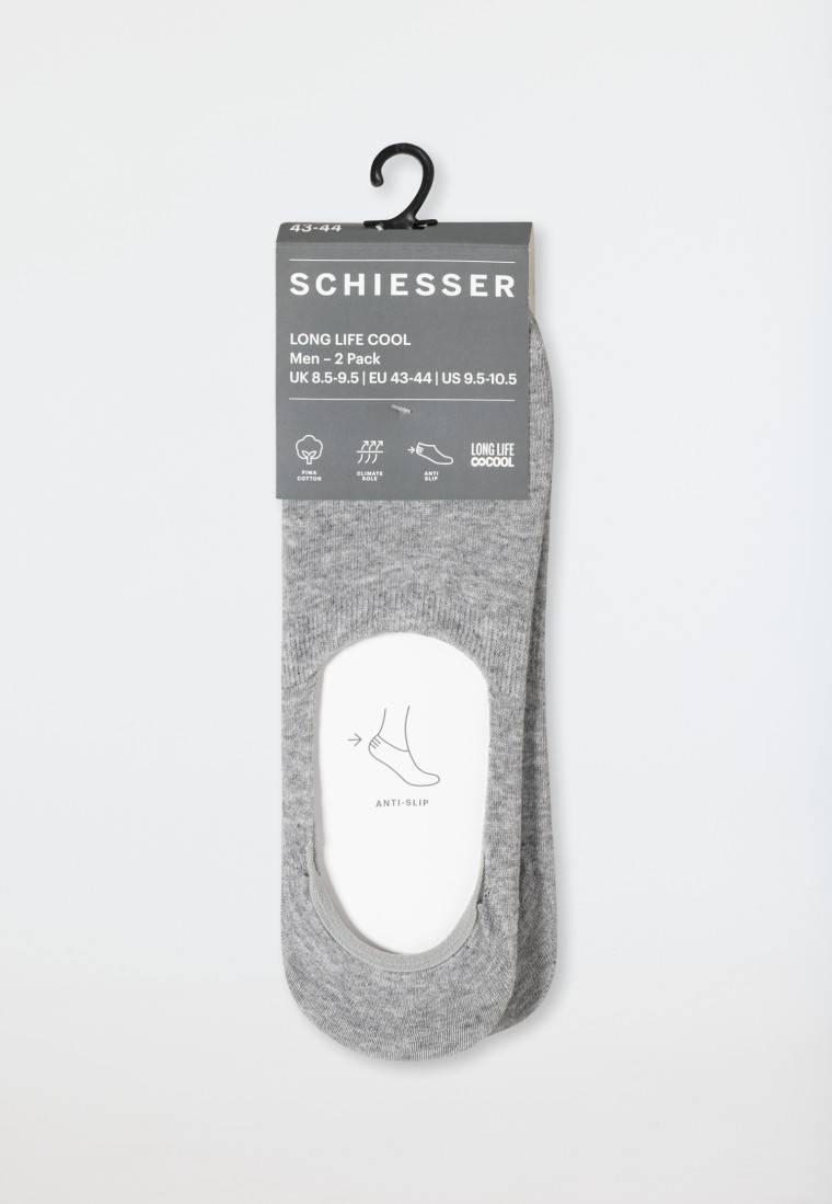 Schiesser Inshoe-Herrensocken 2er-Pack silbergrau meliert - Long Life Cool Riesige Ersparnisse