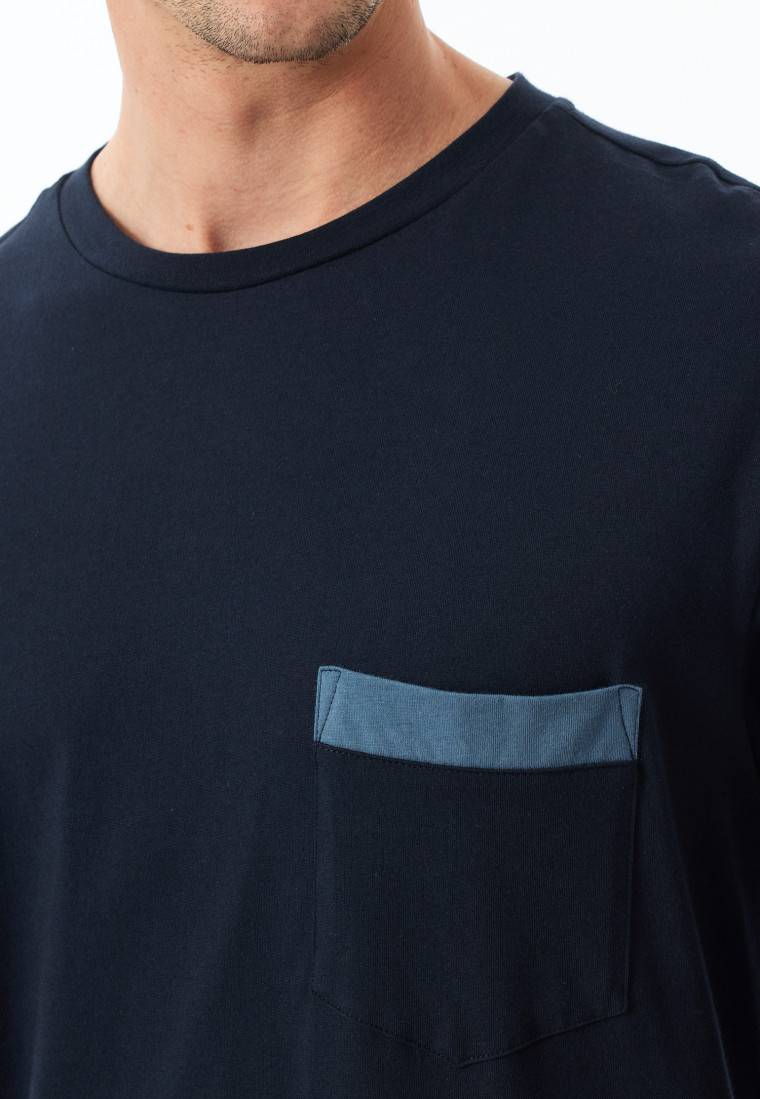 Schiesser Schlafanzug lang Organic Cotton Karos nachtblau - Comfort Nightwear Kostenlose Rückgabe