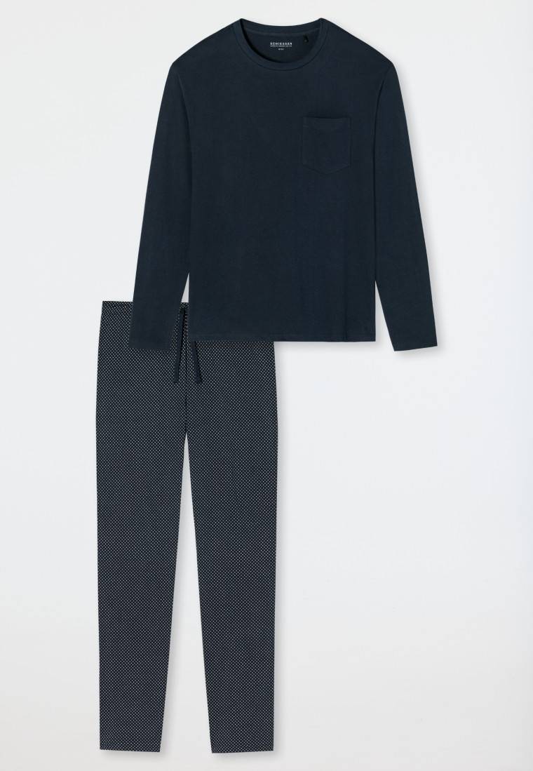 Schiesser Schlafanzug lang Jersey blau - Ebony Begrenzte Freigabe