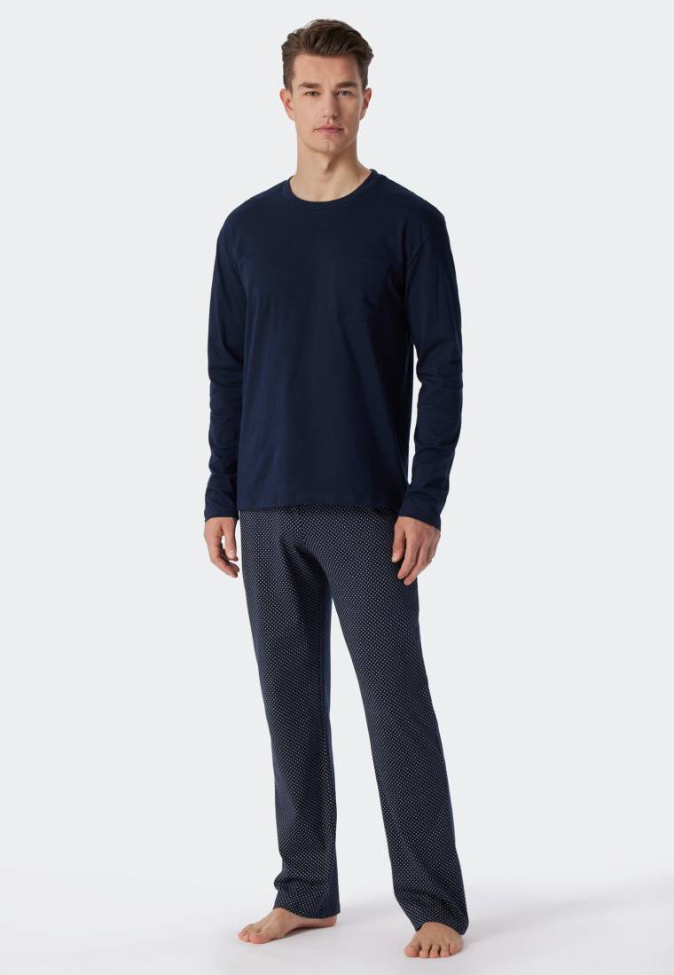 Schiesser Schlafanzug lang Jersey blau - Ebony Begrenzte Freigabe
