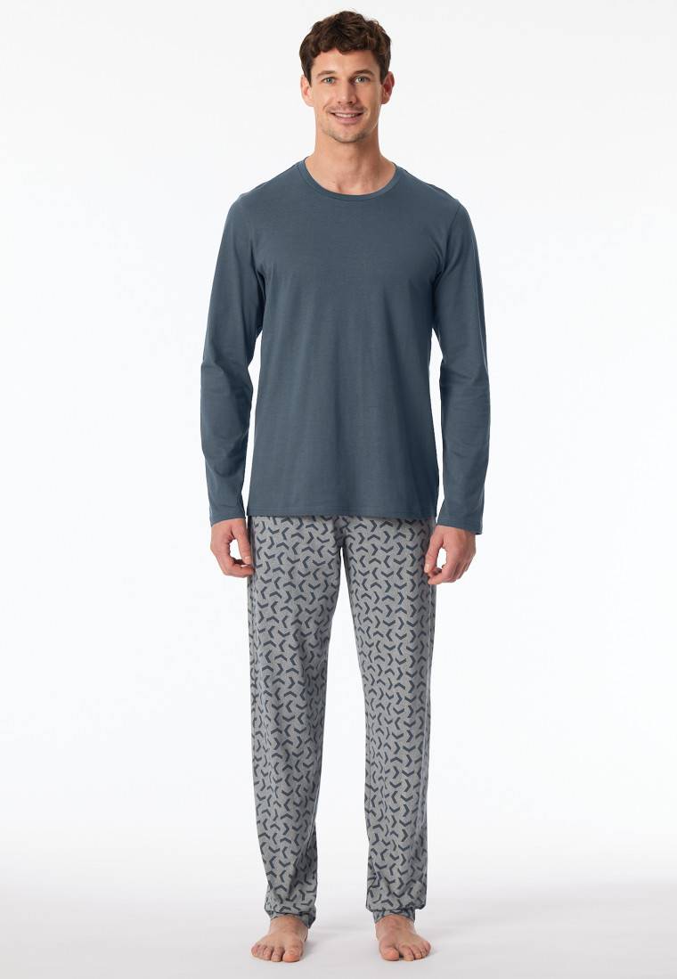 Schiesser Schlafanzug lang jeansblau - Casual Essentials Letzter Tag