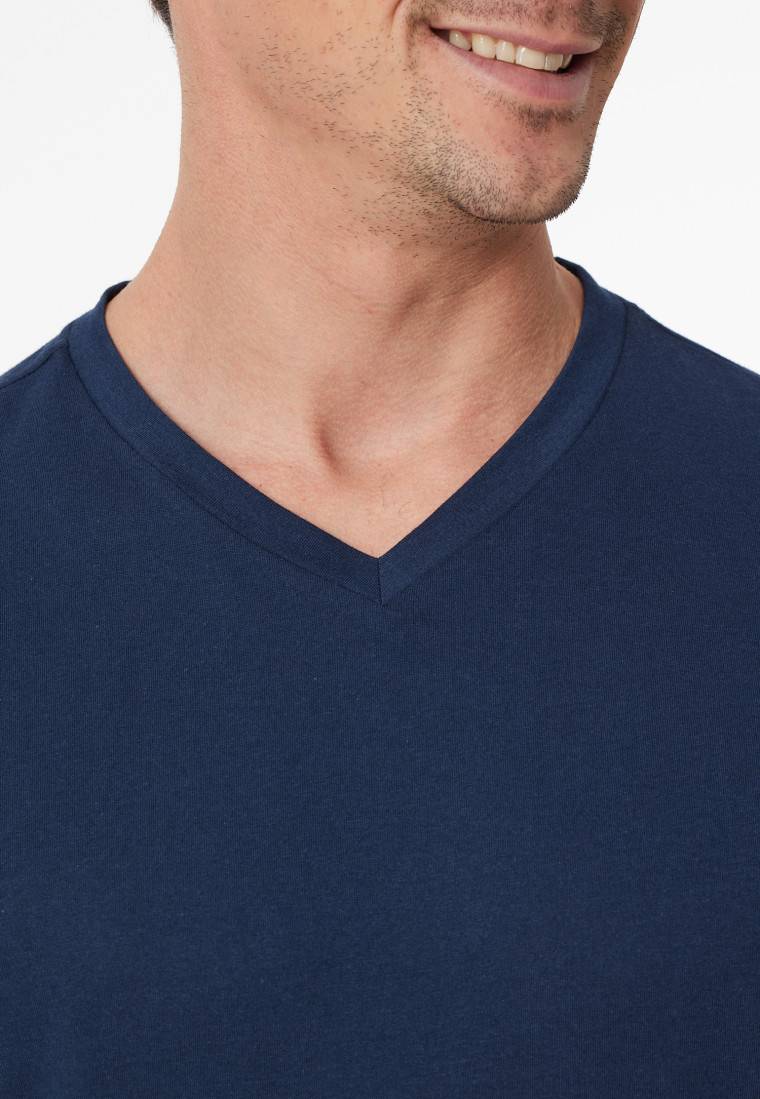 Schiesser Schlafanzug lang V-Ausschnitt admiral - Casual Essentials Bis zu 60% Rabatt