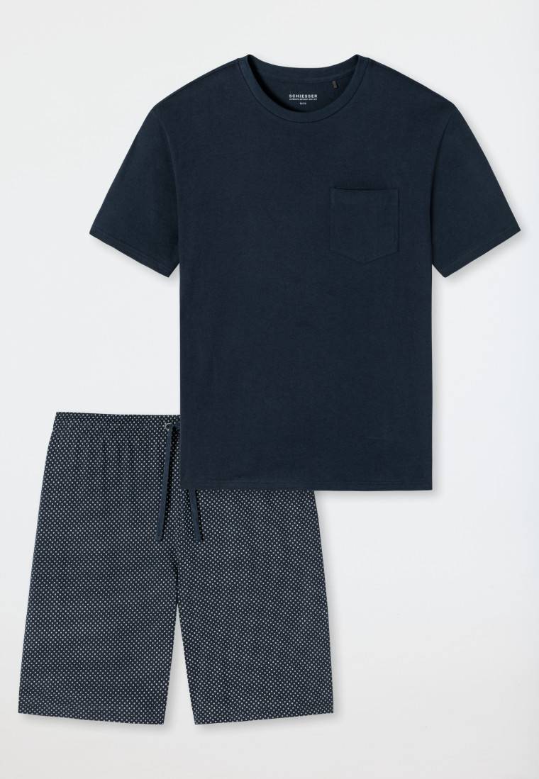 Schiesser Schlafanzug kurz Jersey blau - Ebony Bis zu 65% Rabatt