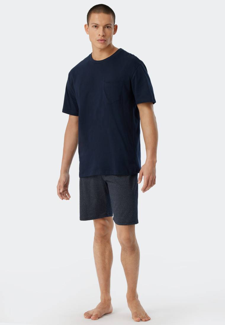 Schiesser Schlafanzug kurz Jersey blau - Ebony Bis zu 65% Rabatt
