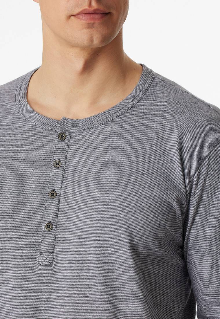 Schiesser Schlafanzug lang Knopfleiste grau-weiß geringelt - Ebony Discount Store für neue Produkte