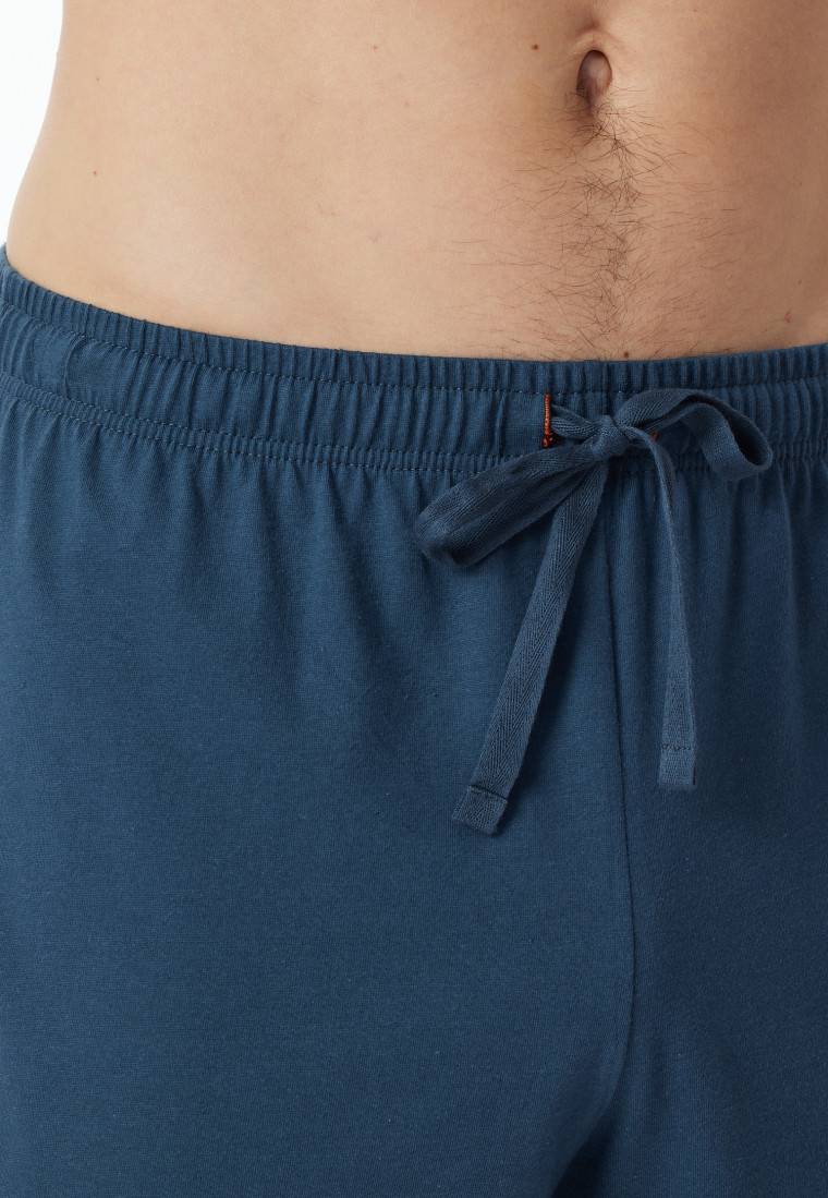 Schiesser Schlafanzug kurz Streifen jeansblau - Casual Nightwear Im Verkauf