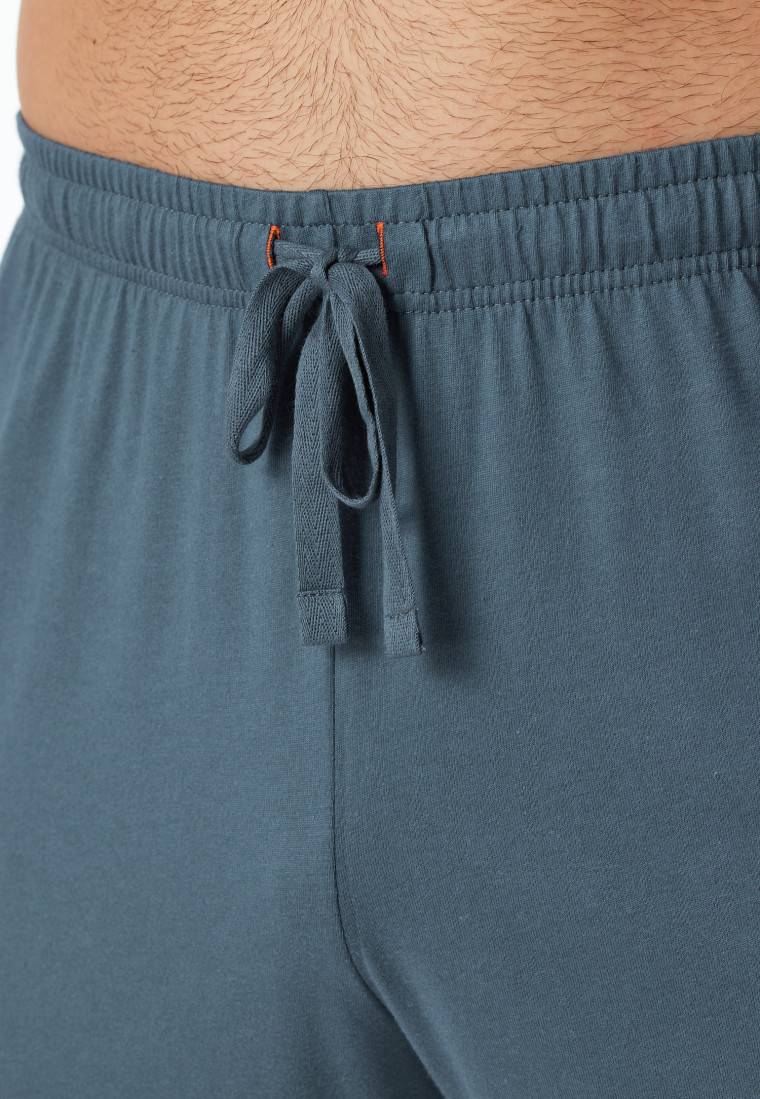 Schiesser Schlafanzug lang Streifen jeansblau - Casual Nightwear 50% Rabatt für begrenzte Zeit