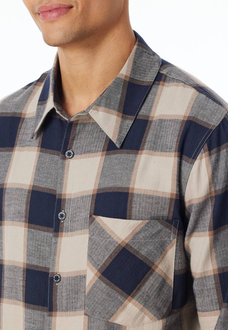 Schiesser Pyjama Webware Flanell natur kariert - Selected Premium Warming Outlet