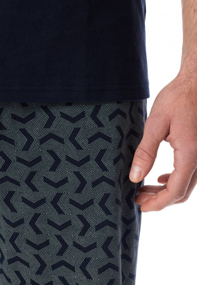 Schiesser Schlafanzug kurz nachtblau gemustert - Casual Essentials Angebote