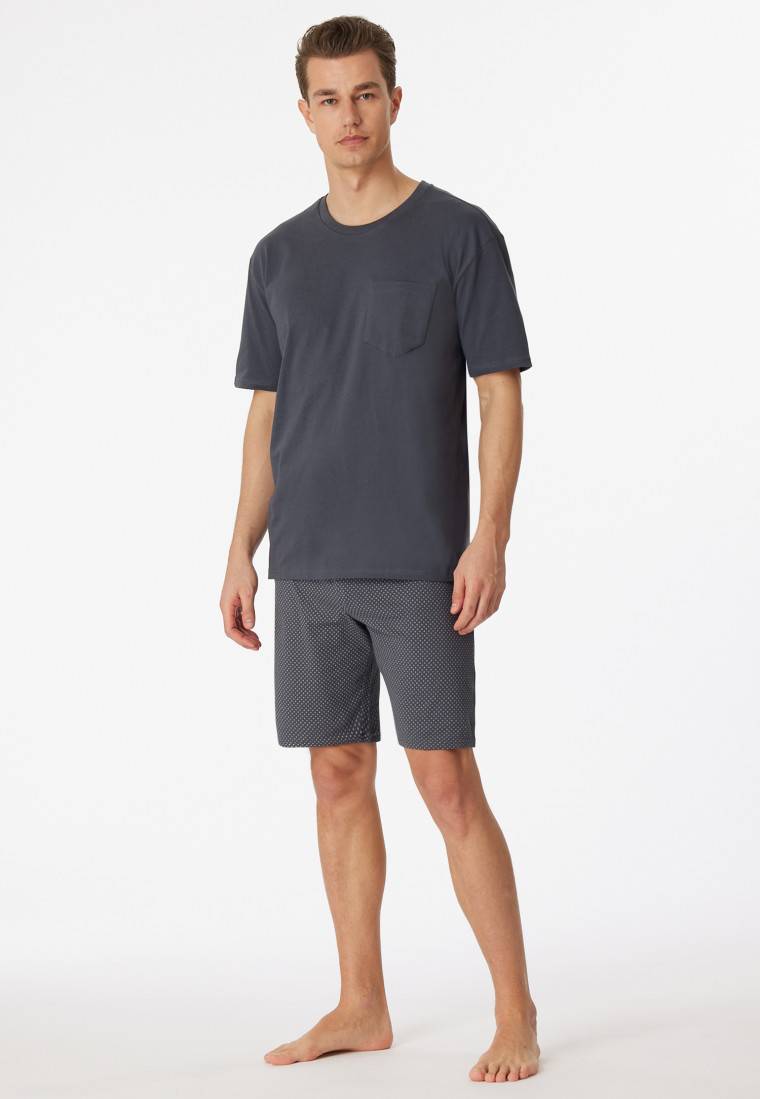 Schiesser Schlafanzug kurz Jersey grau - Ebony im Angebot
