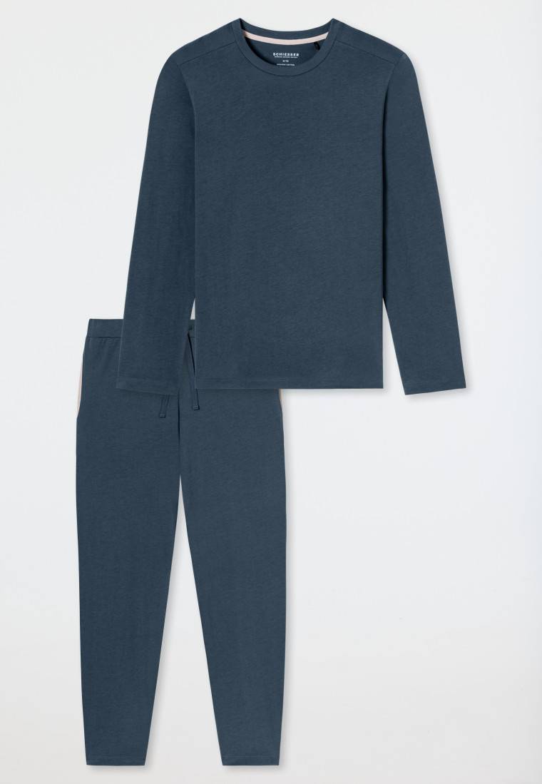 Schiesser Schlafanzug lang dunkelblau - Modern Nightwear Fabrikverkauf