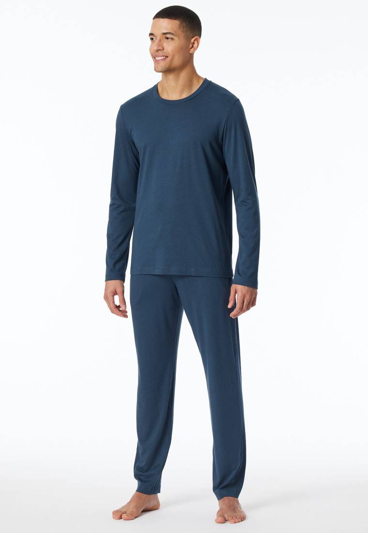 Schiesser Schlafanzug lang dunkelblau - Modern Nightwear Fabrikverkauf
