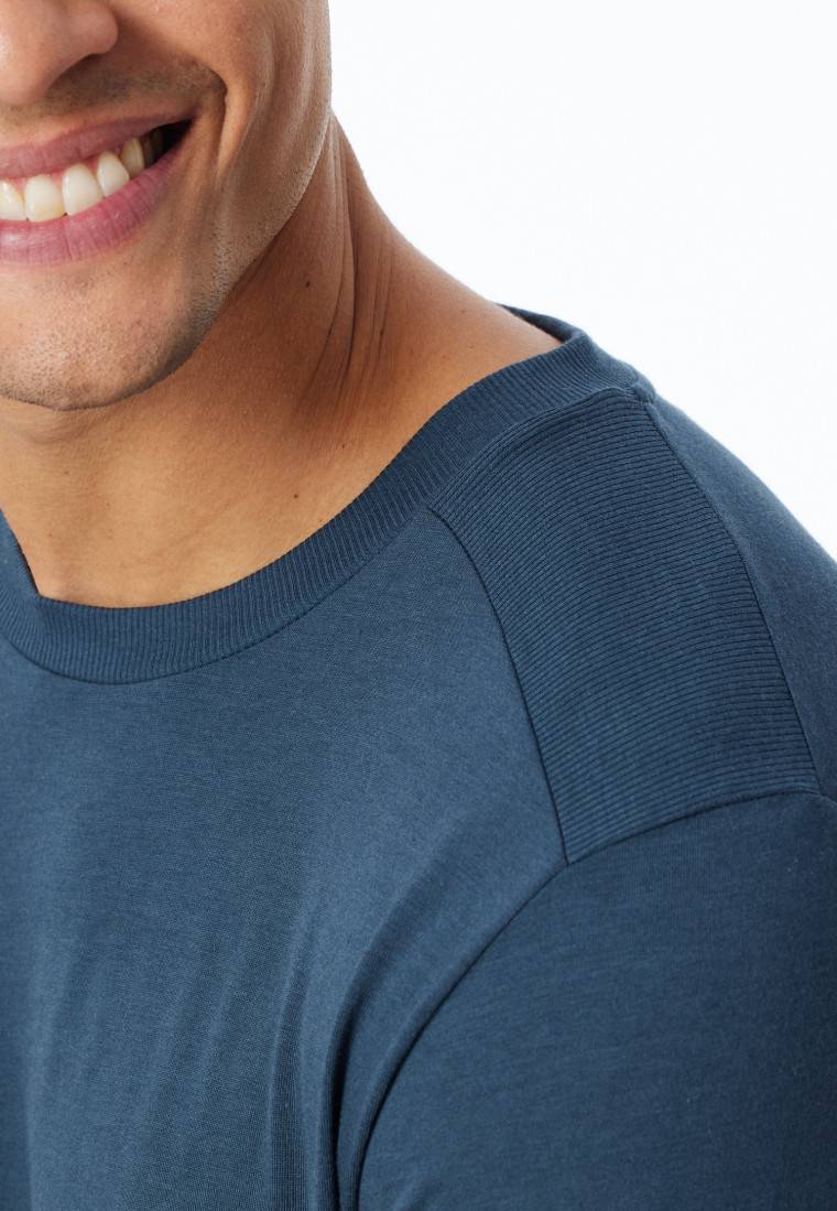 Schiesser Schlafanzug lang dunkelblau - Modern Nightwear Fabrikverkauf
