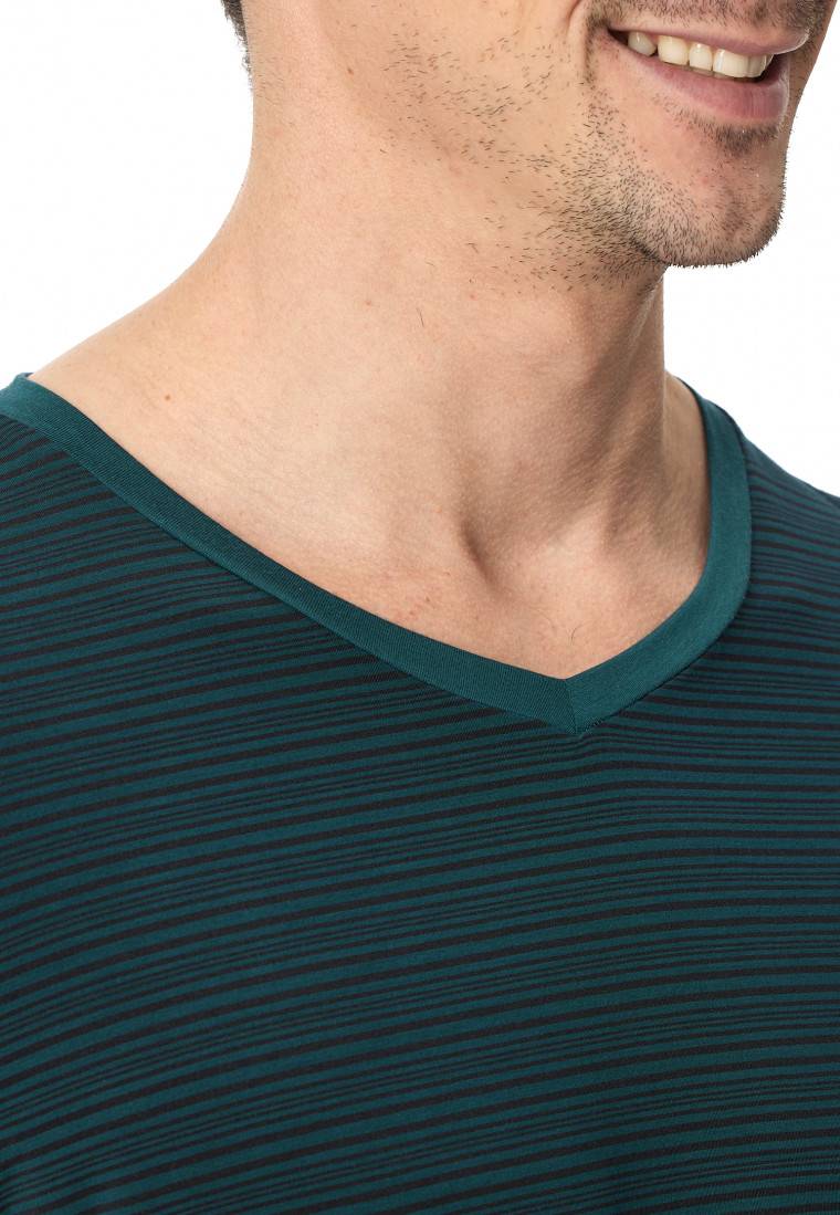Schiesser Schlafanzug lang Streifen petrol - Long Life Soft Meist gekauft