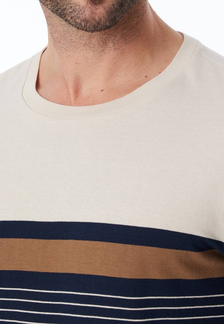 Schiesser Schlafanzug lang Streifen nachtblau - Casual Nightwear Kostenloser Versand