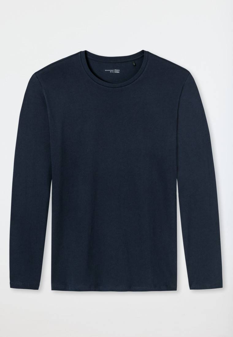 Schiesser Shirt langarm Jersey rundhals dunkelblau - Mix+Relax Sonderangebot