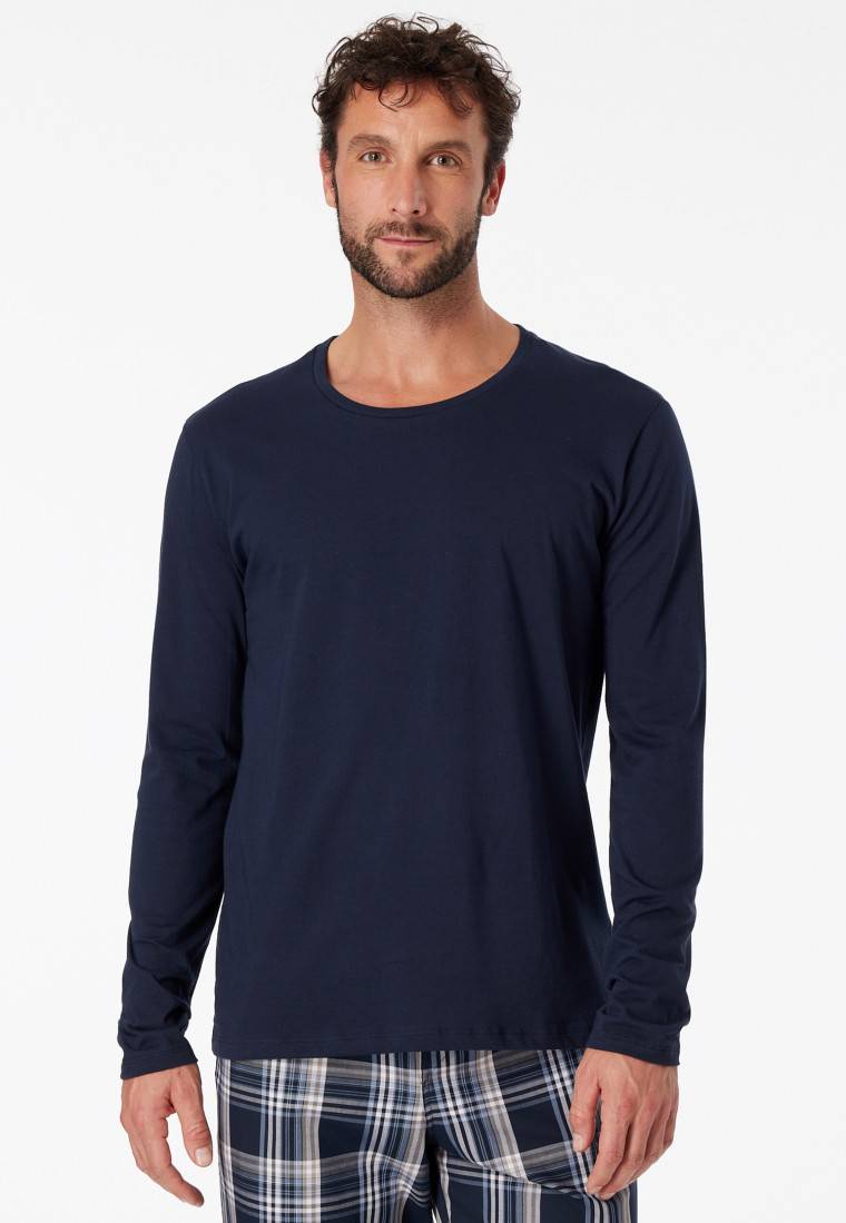 Schiesser Shirt langarm Jersey rundhals dunkelblau - Mix+Relax Sonderangebot