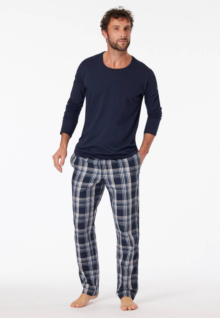 Schiesser Shirt langarm Jersey rundhals dunkelblau - Mix+Relax Sonderangebot