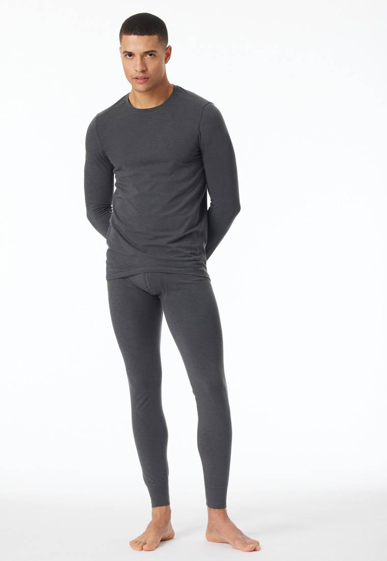 Schiesser Shirt langarm wärmend dunkelgrau meliert - Casual Warming Günstig kaufen