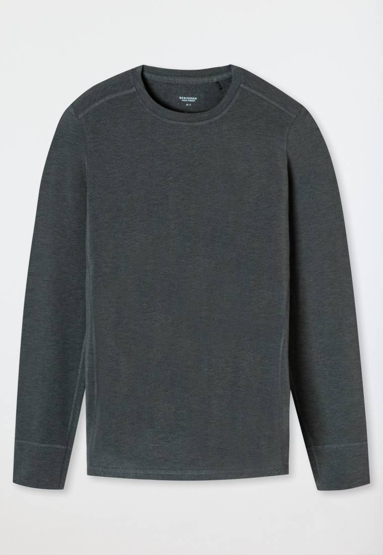 Schiesser Shirt langarm wärmend dunkelgrau meliert - Casual Warming Günstig kaufen