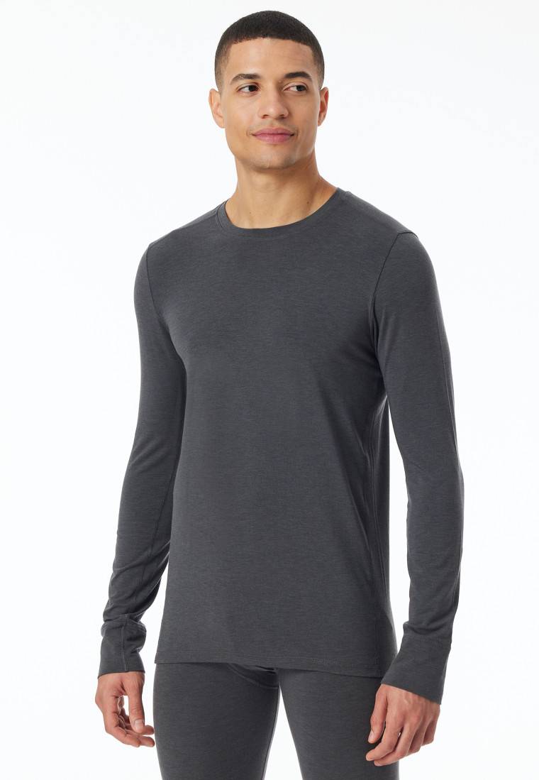 Schiesser Shirt langarm wärmend dunkelgrau meliert - Casual Warming Günstig kaufen
