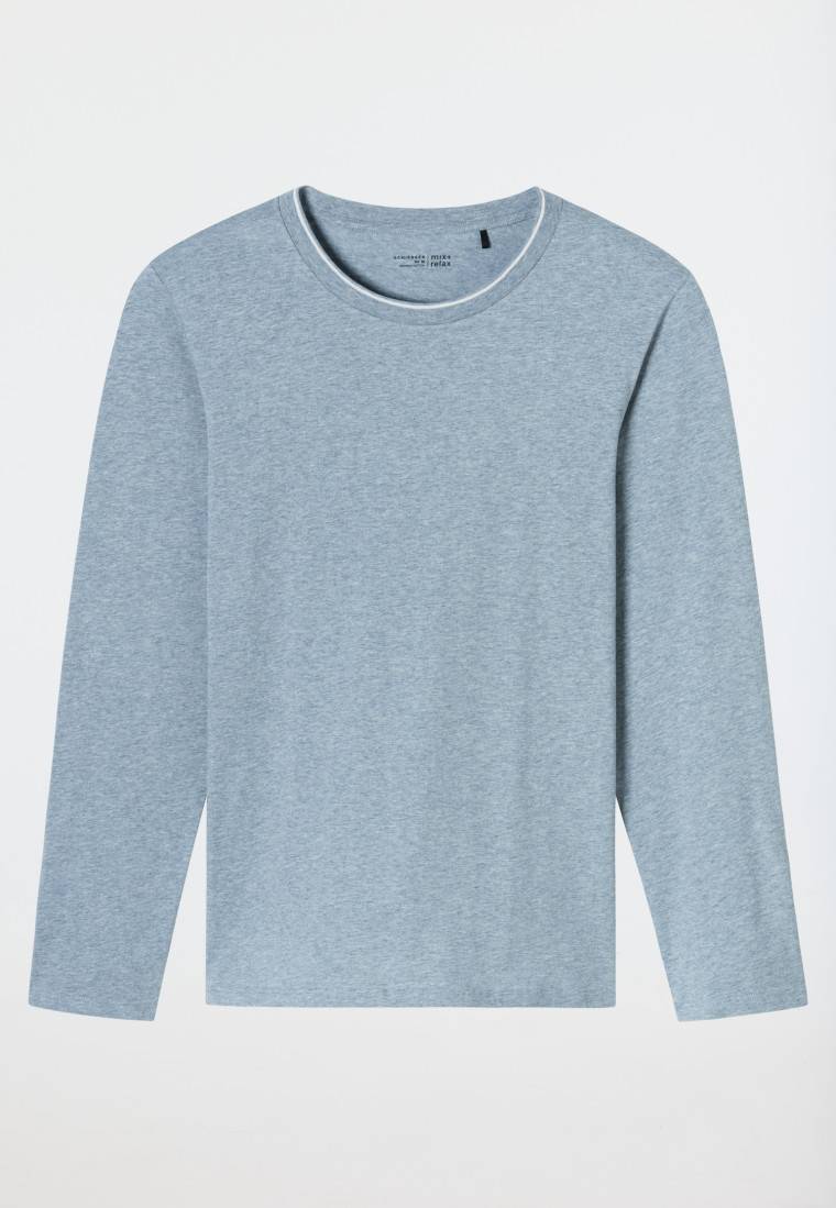 Schiesser Shirt langarm jeansblau meliert - Mix+Relax Online Shopping