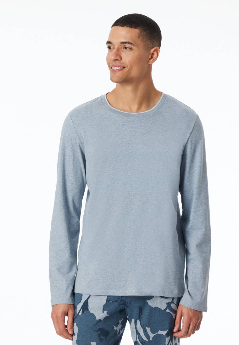 Schiesser Shirt langarm jeansblau meliert - Mix+Relax Online Shopping