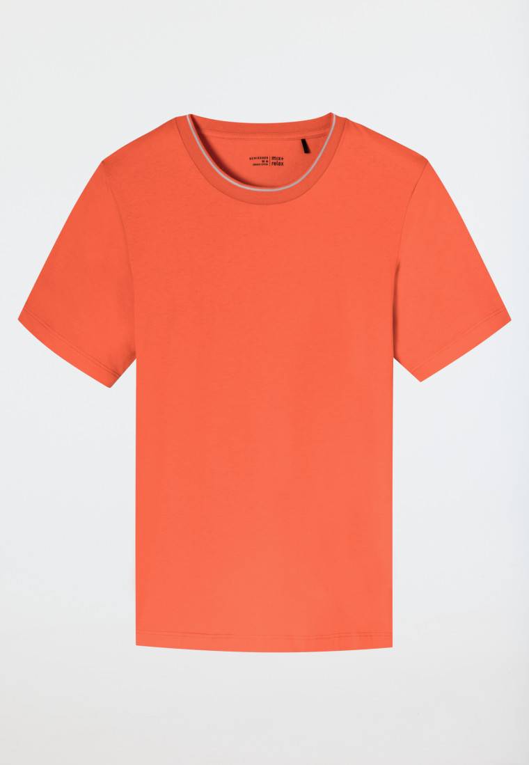 Schiesser Shirt kurzarm Organic Cotton Streifen orange - Mix+Relax Saisonschlussverkauf
