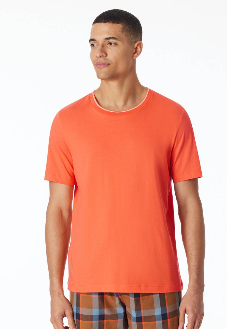 Schiesser Shirt kurzarm Organic Cotton Streifen orange - Mix+Relax Saisonschlussverkauf