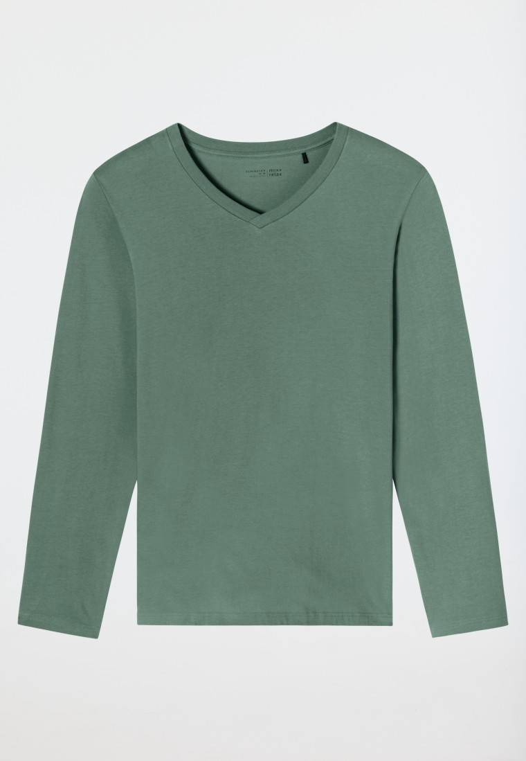 Schiesser Shirt langarm V-Ausschnitt grün - Mix+Relax Cyber Monday