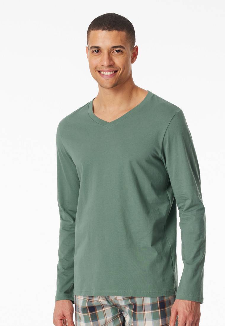 Schiesser Shirt langarm V-Ausschnitt grün - Mix+Relax Cyber Monday